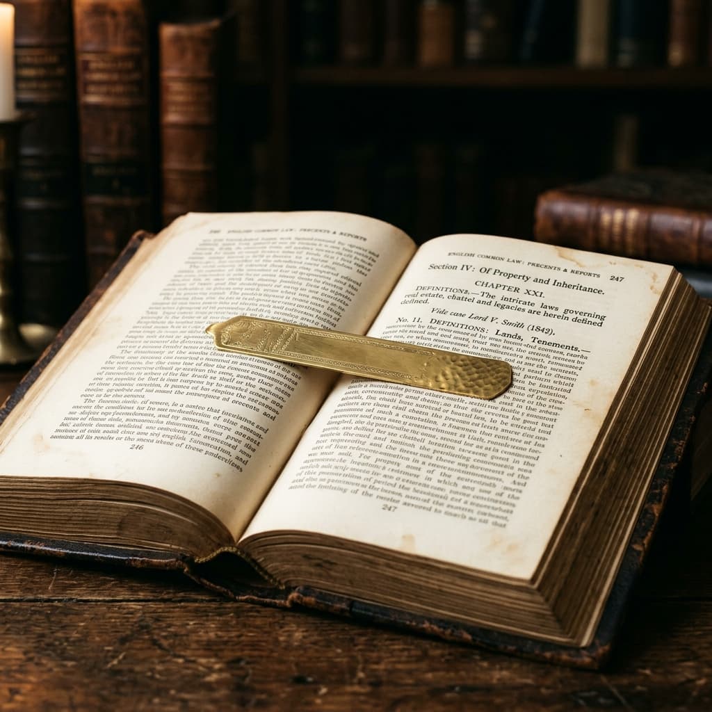 Leather-bound legal book volume with gold marker detail